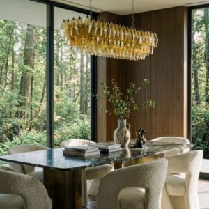 Murano Lysekrone Poliedri 138 glas Rav Mat guld uden patinering