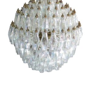Murano Lysekrone - Poliedri- 140 glas - Perlemor Mat guld uden patinering