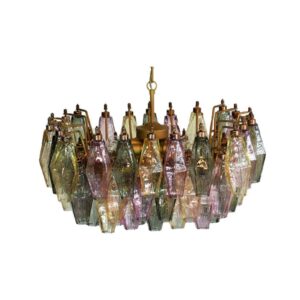 Murano Lysekrone - Poliedri - 56 glas - Multi Mat guld uden patinering