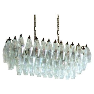 Murano Lysekrone - Poliedri - 84 glas - Perlemor Mat guld uden patinering