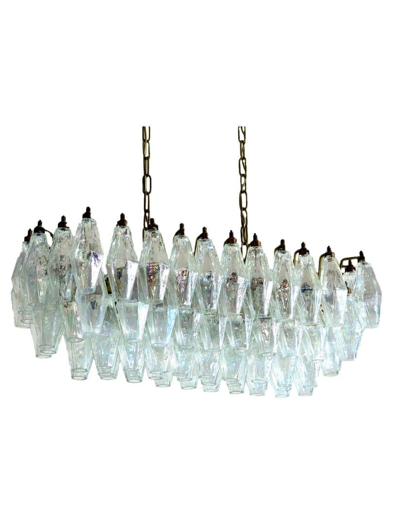 Murano Lysekrone - Poliedri - 84 glas - Perlemor Mat guld uden patinering 1 Murano Lysekrone - Poliedri - 84 glas - Perlemor Mat guld uden patinering