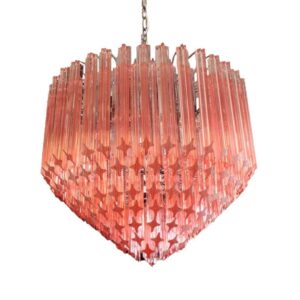 Murano Lysekrone - Spids - 163 prismer - Rosa Krom blank