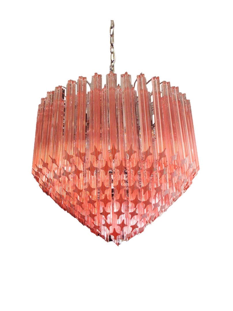 Murano Lysekrone - Spids - 163 prismer - Rosa Krom blank 1 Murano Lysekrone - Spids - 163 prismer - Rosa Krom blank