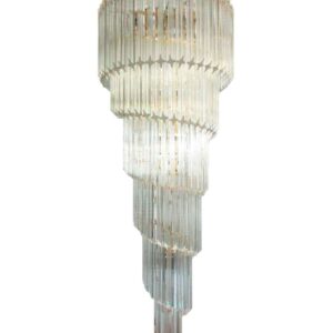 Murano Lysekrone - Spiral - 166 prismer - Klar Krom blank