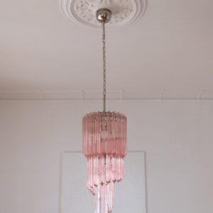 Murano Lysekrone - Spiral - 54 prismer - Rosa Krom blank