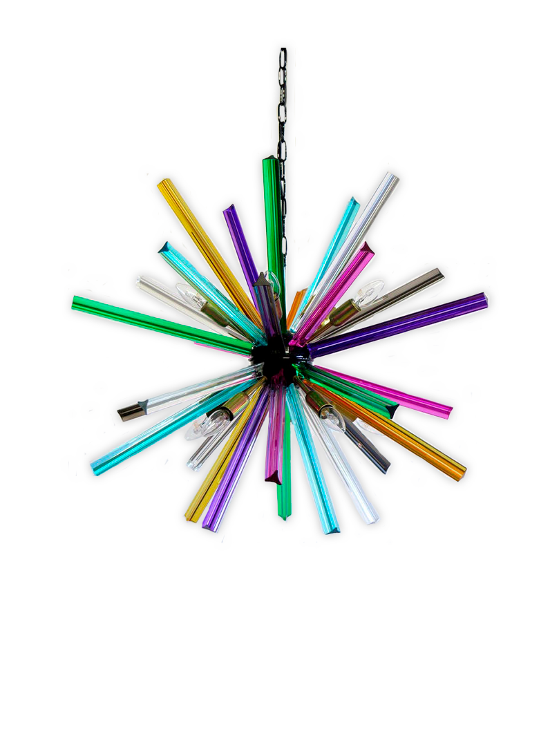 Murano Lysekrone - Sputnik - 30 prismer - Multi Krom blank 1 Murano Lysekrone - Sputnik - 30 prismer - Multi Krom blank