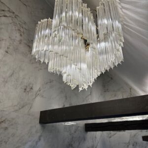 Murano Lysekrone - Viennetta - Klar Krom blank