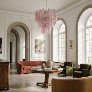 Murano lysekrone 48 Curva Rosa Krom blank