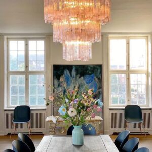 Murano lysekrone - 48 Tuber - Rosa Krom blank
