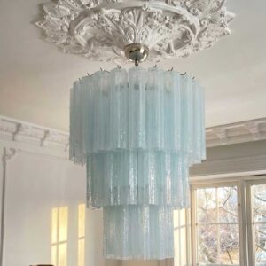 Murano lysekrone - 52 tuber - Opal Krom blank