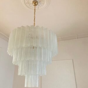 Murano lysekrone 78 tuber Opal silk Krom blank