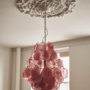 Murano lysekrone 87 Disks Pink alabaster Krom blank