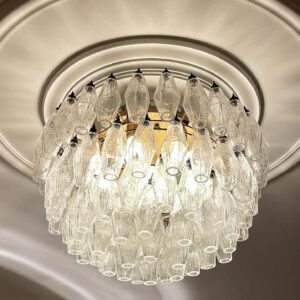Murano lysekrone - Poliedri - 84 glas - Klar Mat guld uden patinering