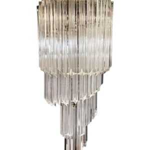 Murano lysekrone - Spiral - 54 prismer - Klar Krom blank
