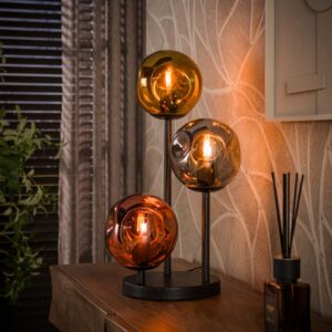 Triblet - Bordlampe med 3 glasskærme og sort metal Levering uden pære
