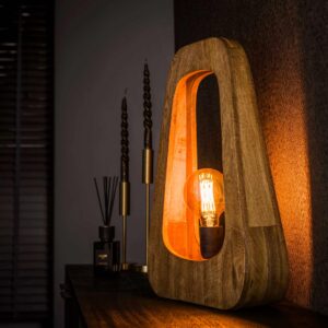 W-Pecker - Håndlavet bordlampe i mangotræ, højde 50 cm. Levering uden pære