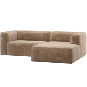 WOOOD - Bean Chaiselong Sofa Højre i Chenille Velour - Taupe 254 cm