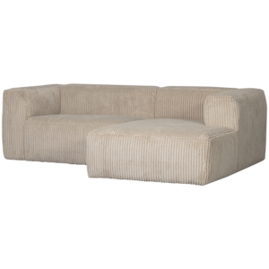 WOOOD - Bean Chaiselong Sofa Højre i Ribstof - Travertin 254 cm