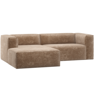 WOOOD - Bean Chaiselong Sofa Venstre i Chenille Velour - Taupe 254 cm