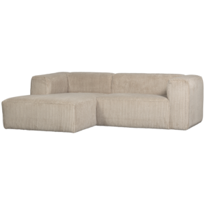 WOOOD - Bean Chaiselong Sofa Venstre i Ribstof - Travertin 254 cm